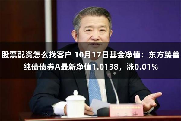 股票配资怎么找客户 10月17日基金净值：东方臻善纯债债券A最新净值1.0138，涨0.01%