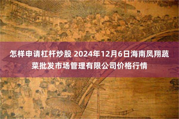 怎样申请杠杆炒股 2024年12月6日海南凤翔蔬菜批发市场管理有限公司价格行情